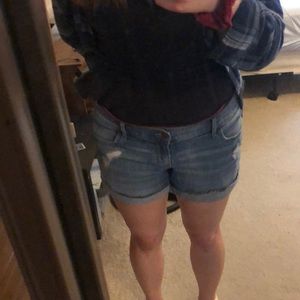 Hollister Distressed Low Rise Midi Shorts